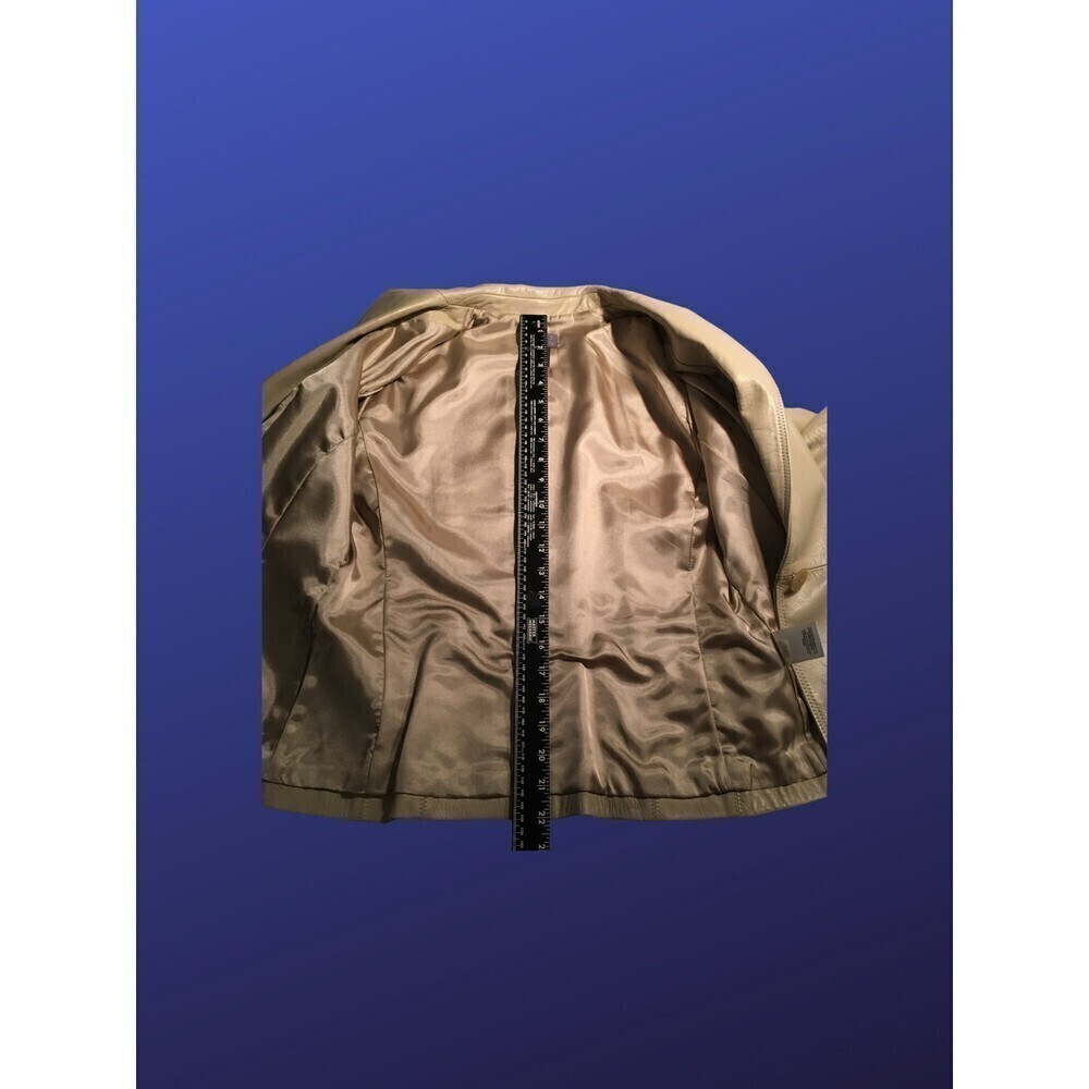 Sigrid Olsen 100% Leather Blazer Jacket, Bone Bei… - image 6